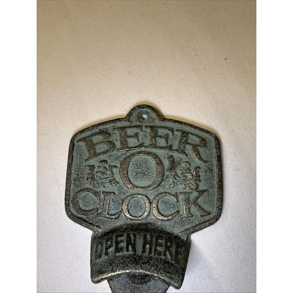 Cast Iron, Beer O'Clock, Wall Bottle Opener, Bar Decor, Man Cave,‎ Fun Gift